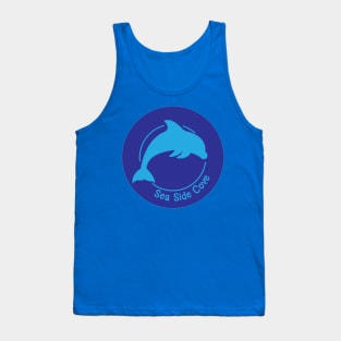 Sea Side Cove Dolphin Logo Dark Blue Tank Top